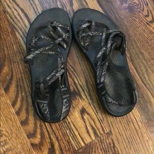 Barely worn black chacos